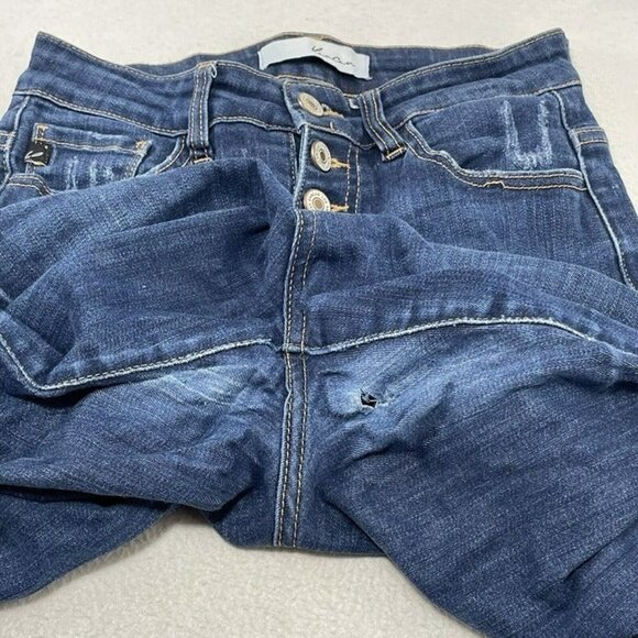 Kancan Skinny Jeans Women Size 5/26 Button Fly High Waist Raw Rag Distress Torn - Picture 7 of 10